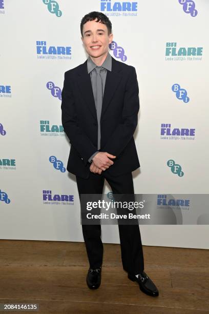 Elliot Page attends the "Close To You" Special Presentation during BFI Flare 2024 at BFI Southbank on March 14, 2024 in London, England.