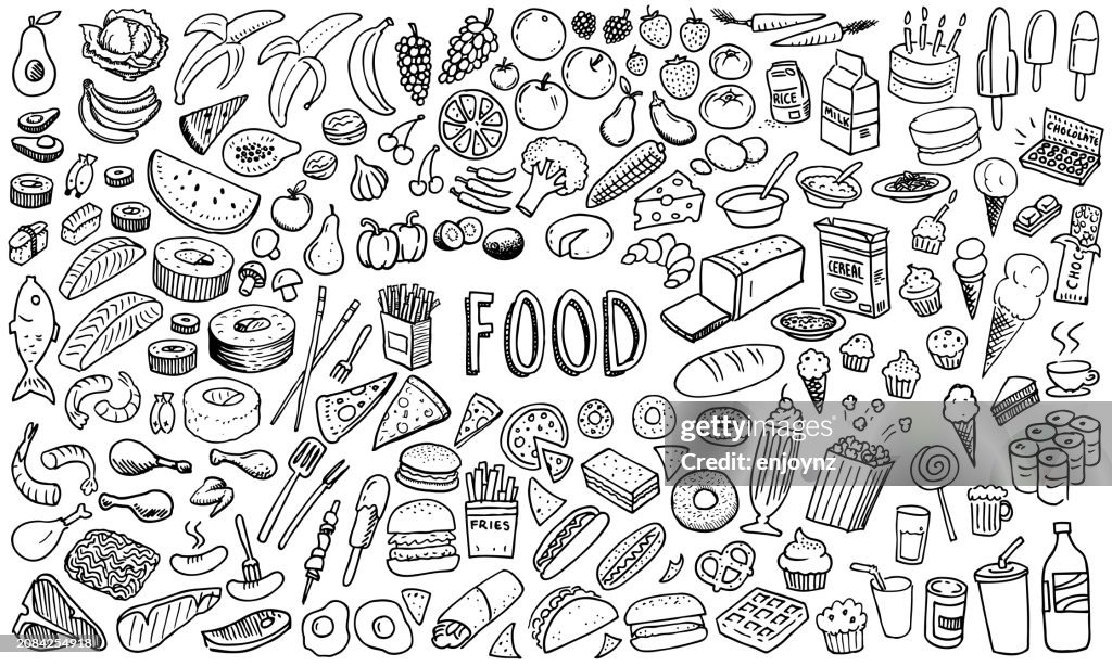 Fun Food sketchy doodles