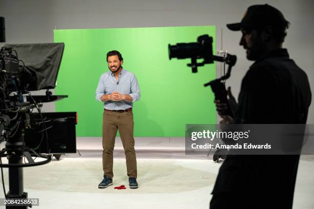 Comedian and actor Al Madrigal tapes content for his "Stop The Dis" surrounding the 2024 Elections campaign for LATV at LATV Studios on March 14,...