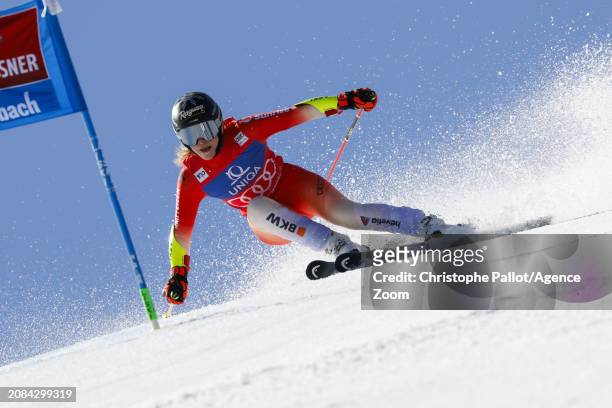 Lara Gut-behrami of Team Switzerland in action during the Audi FIS Alpine Ski World Cup Finals Women's Giant Slalom on March 17, 2024 in Saalbach...