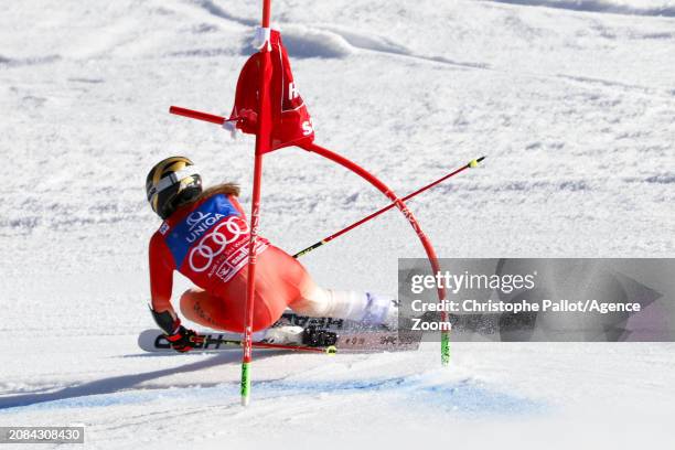 Lara Gut-behrami of Team Switzerland in action during the Audi FIS Alpine Ski World Cup Finals Women's Giant Slalom on March 17, 2024 in Saalbach...