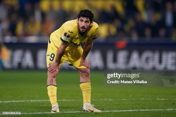 Gonçalo Guedes of Villarreal CF looks on during the UEFA Europa League 2023/24 round of 16 second leg match between Villarreal CF and Olympique...