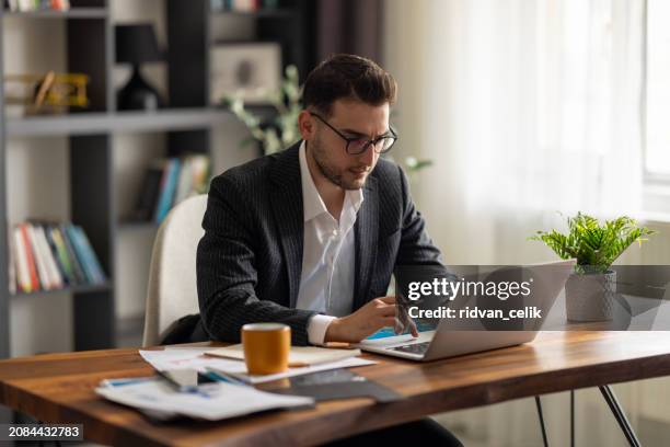 man working from home office. - conference call stock pictures, royalty-free photos & images