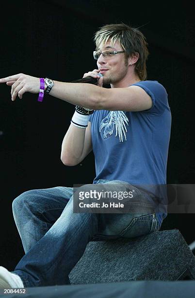 Boy band Blue perform live on stage at the "Summer XS Festival" on June 15, 2003 at Milton Keynes Bowl, England.