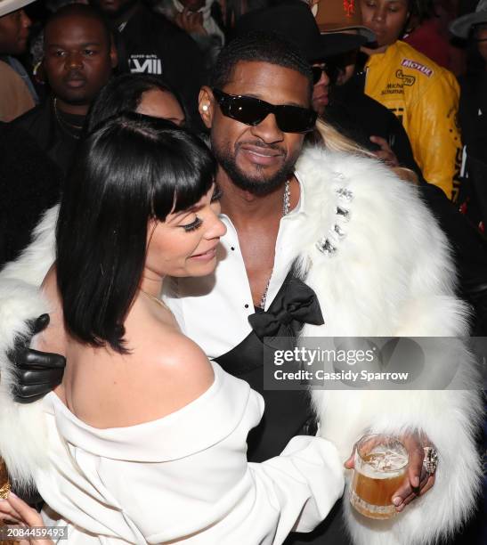 Jennifer Goicoechea and Usher attend USHER, Rémy Martin and The House Of Creed Host Post-Performance Dinner Party At Cathédrale Las Vegas at...