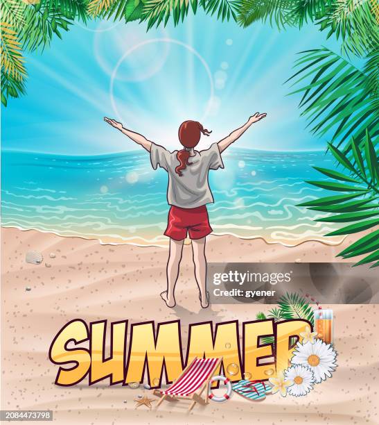 ilustraciones, imágenes clip art, dibujos animados e iconos de stock de bienvenido sunny - margarita beach