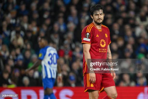 Sardar Azmoun of AS Roma during the UEFA Europa League 2023/24 round of 16 second leg match between Brighton & Hove Albion and AS Roma at Amex...