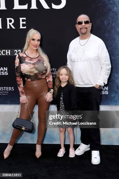 Coco Austin, Chanel Nicole and Ice-T attend the premiere of "Ghostbusters: Frozen Empire" at AMC Lincoln Square Theater on March 14, 2024 in New York...