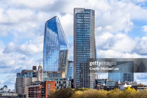 sunny south bank skyline view in london - bankside stock pictures, royalty-free photos & images