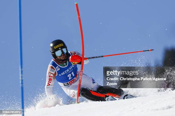 Albert Popov of Team Bulgaria in action during the Audi FIS Alpine Ski World Cup Finals Men's Slalom on March 17, 2024 in Saalbach Austria.