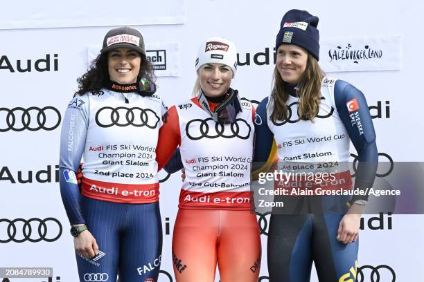 Federica Brignone of Team Italy takes 2nd place in the overall standings, Lara Gut-behrami of Team Switzerland takes 1st place in the overall...