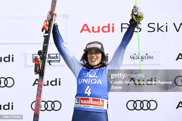 Federica Brignone of Team Italy takes 1st place during the Audi FIS Alpine Ski World Cup Finals Women's Giant Slalom on March 17, 2024 in Saalbach...