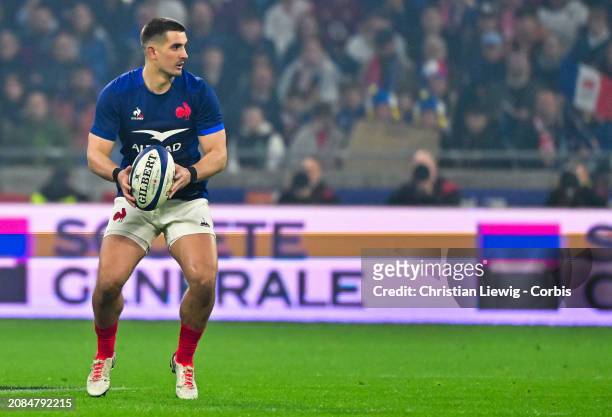 Thomas Ramos of France in action during the Guinness Six Nations 2024 match between France and England at on March 16, 2024 in Lyon, France.