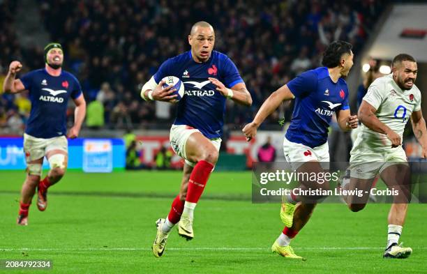 Gael Fickou of France in action during the Guinness Six Nations 2024 match between France and England at on March 16, 2024 in Lyon, France.