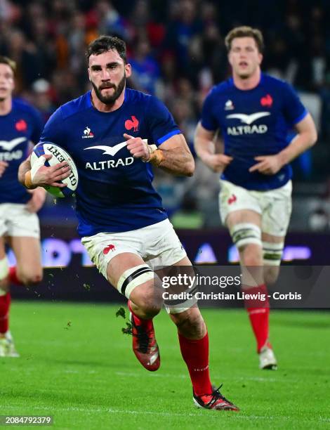 Charles Ollivon of France in action during the Guinness Six Nations 2024 match between France and England at on March 16, 2024 in Lyon, France.