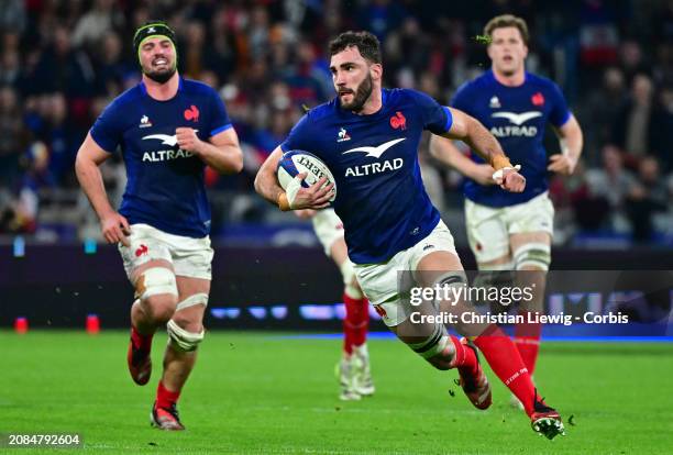 Charles Ollivon of France in action during the Guinness Six Nations 2024 match between France and England at on March 16, 2024 in Lyon, France.