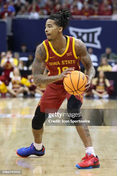 Iowa State Cyclones guard Keshon Gilbert in the first half of the Big 12 tournament final between the Iowa State Cyclones and Houston Cougars on Mar...