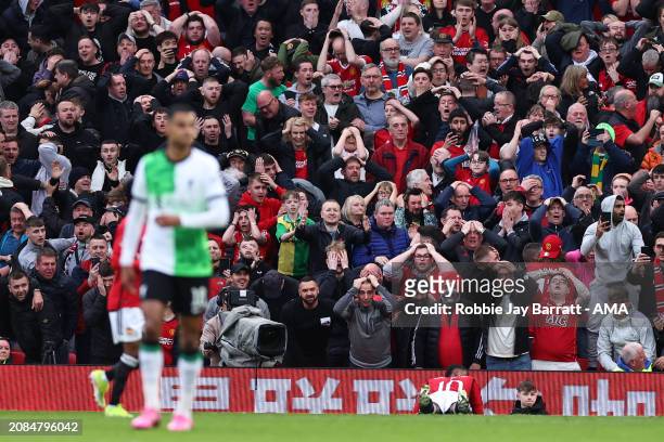 Marcus Rashford of Manchester United after scoring before extra time during the Emirates FA Cup Quarter Final match between Manchester United and...