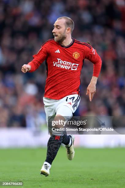 Christian Eriksen of Manchester United during the Emirates FA Cup Quarter Final match between Manchester United and Liverpool at Old Trafford on...