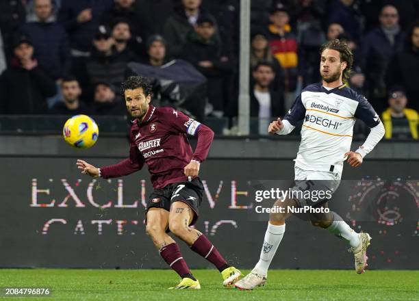 Antonio Candreva of Us Salernitana 1919 is playing during the Serie A TIM match between US Salernitana and US Lecce in Salerno, Italy, on March 16,...