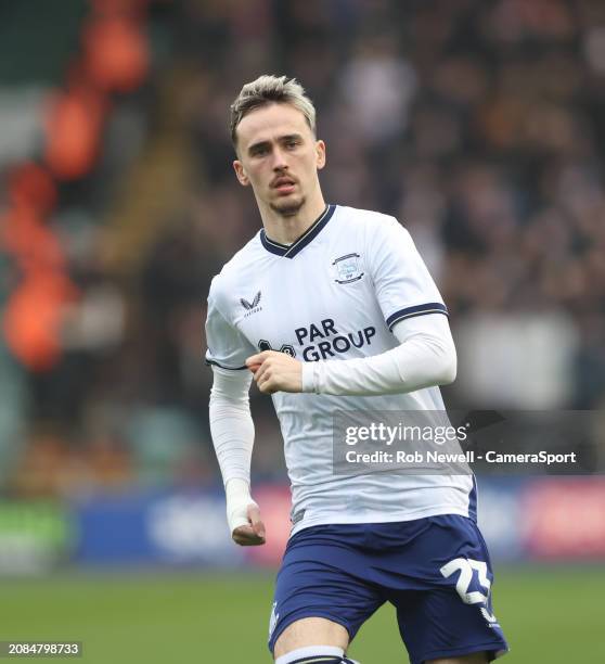 Preston North End's Liam Millar during the Sky Bet Championship match between Plymouth Argyle and Preston North End at Home Park on March 16, 2024 in...