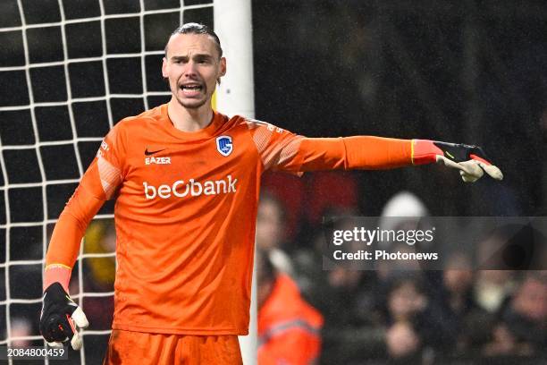 Vandevoordt Maarten goalkeeper of KRC Genk during the Jupiler Pro League match between KVC Westerlo and KRC Genk on March 17, 2024 in Westerlo,...