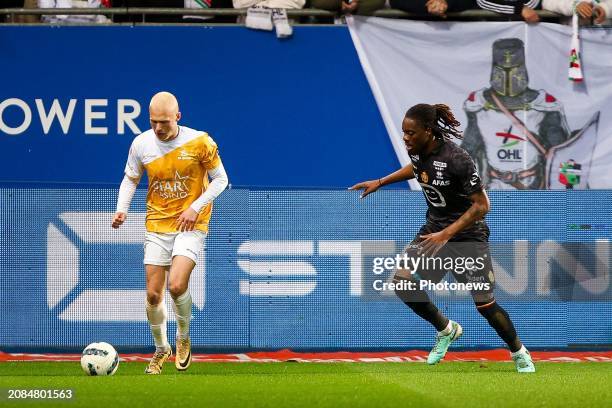 Thorsteinsson Jon Dagur forward of OH Leuven and Garananga Thibau defender of KV Mechelen during the Jupiler Pro League match between OH Leuven and...