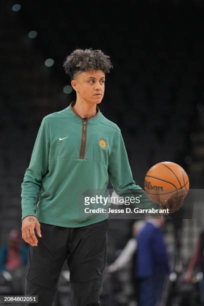 Assistant Coach Candice Dupree of the San Antonio Spurs looks on before the game against the Houston Rockets on March 12, 2024 at the Frost Bank...