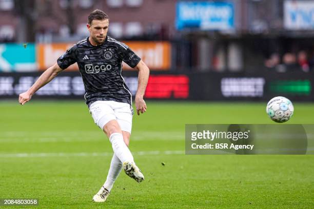 Jordan Henderson of AFC Ajax makes a pass during the Dutch Eredivisie match between Sparta Rotterdam and Ajax at Sparta-stadion Het Kasteel on March...
