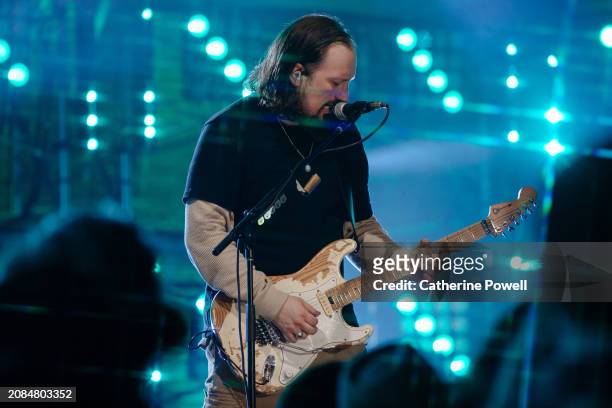 Justin Loose performs at CMT Crossroads: Nickelback & HARDY at Marathon Music Works on March 07, 2024 in Nashville, Tennessee.