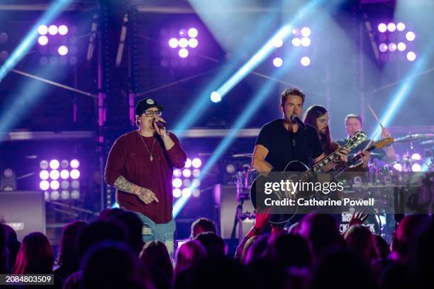 And Chad Kroeger of Nickelback perform at CMT Crossroads: Nickelback & HARDY at Marathon Music Works on March 07, 2024 in Nashville, Tennessee.