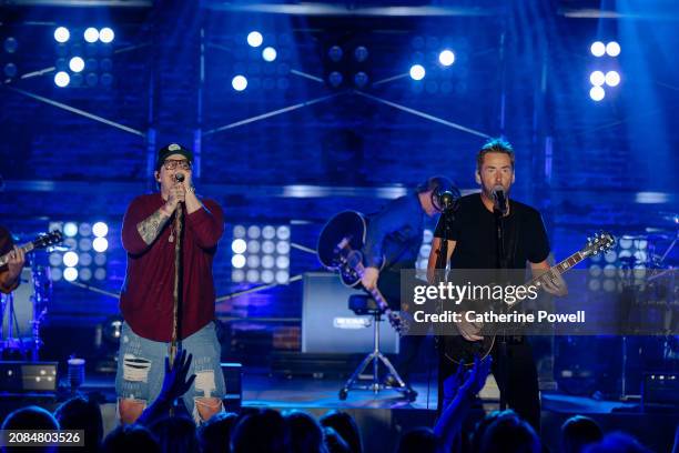 And Chad Kroeger of Nickelback perform at CMT Crossroads: Nickelback & HARDY at Marathon Music Works on March 07, 2024 in Nashville, Tennessee.