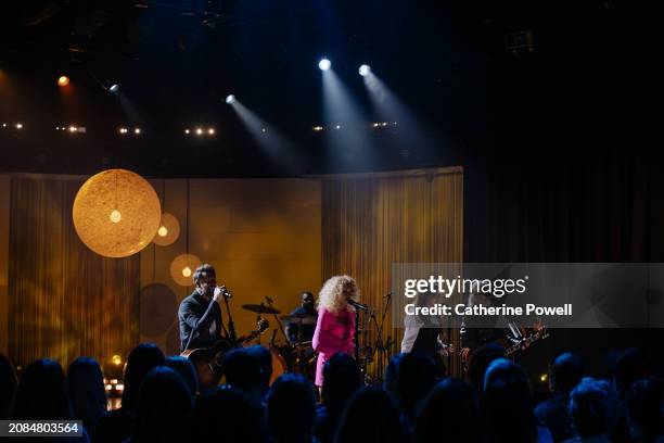 Little Big Town's Jimi Westbrook, Kimberly Schlapman, Karen Fairchild and Philip Sweet perform at CMT Storytellers at World Wide Stages on February...