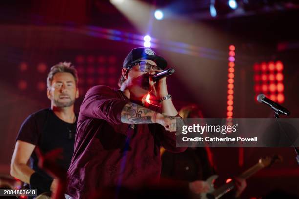 Chad Kroeger of Nickelback and HARDY perform at CMT Crossroads: Nickelback & HARDY at Marathon Music Works on March 07, 2024 in Nashville, Tennessee.