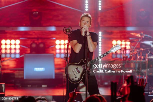 Chad Kroeger of Nickelback performs at CMT Crossroads: Nickelback & HARDY at Marathon Music Works on March 07, 2024 in Nashville, Tennessee.