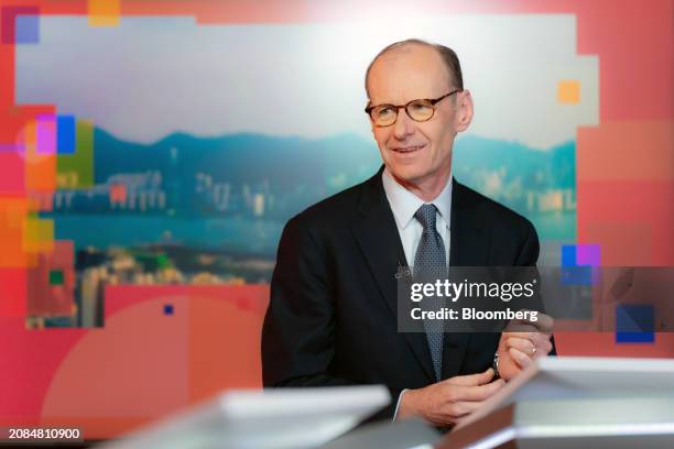 Shayne Elliott, chief executive officer of ANZ Group Holdings Ltd., speaks during a Bloomberg Television interview in Hong Kong, China, on Monday,...