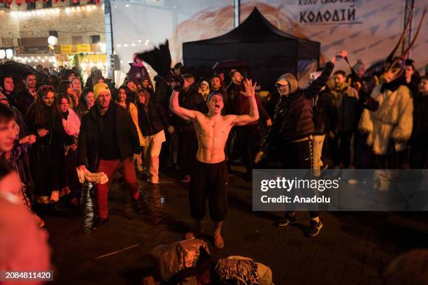 Ukrainian citizens gather to say goodbye to winter and burn the Maslenitsa in Kyiv, Ukraine on March 17, 2024. Traditional festivals of pagan origin...