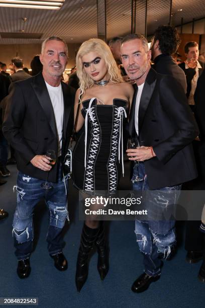 Dan Caten of Dsquared, Sophia Hadjipanteli and Dean Caten attend a special in-store cocktail event to celebrate the opening of Dsquared2's London...