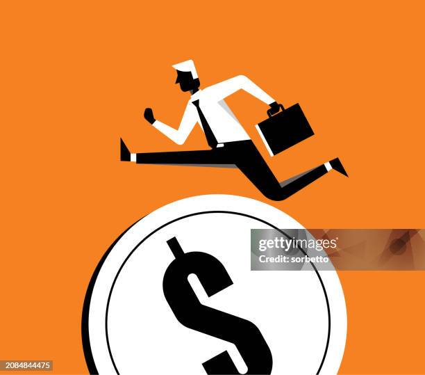 businessman jumping - currency - abi pop stock illustrations