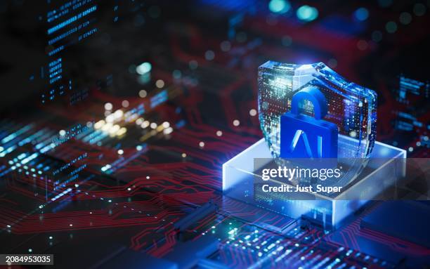 ai artificial intelligence security sentinel password cyber security ransomware email phishing encrypted technology, digital information protected secured lock - threat intelligence stock pictures, royalty-free photos & images