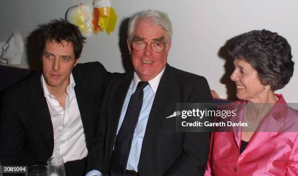 Hugh Grant and parents attend the after-show party for the London premiere of 'Bridget Jones's Diary' at Mezzo, London, April 4, 2001. Grant stars in...