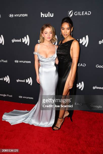 Sydney Sweeney and Alexandra Shipp attend the 35th GLAAD Media Awards - Los Angeles at The Beverly Hilton on March 14, 2024 in Beverly Hills,...