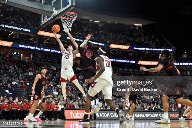 Andrej Jakimovski of the Washington State Cougars takes a shot against the Stanford Cardinal in the second half of a quarterfinal game of the Pac-12...