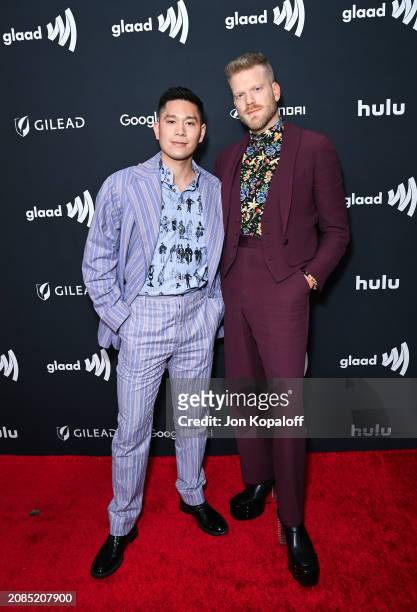 Mark Hoying and Scott Hoying attend the 35th annual GLAAD Media Awards at The Beverly Hilton on March 14, 2024 in Beverly Hills, California.