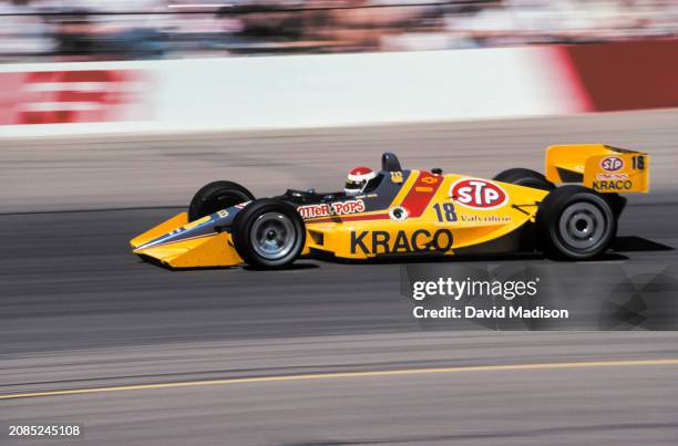 Bobby Rahal of the USA and Galles-Kraco Racing competes in the CART PPG Indy Car World Series Autoworks 200 on April 8, 1990 at Phoenix International...