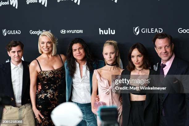 Billy Harris, Hannah Waddingham, Cristo Fernández, Juno Temple, Jodi Balfour and Jason Sudeikis attend the 35th GLAAD Media Awards - Los Angeles at...