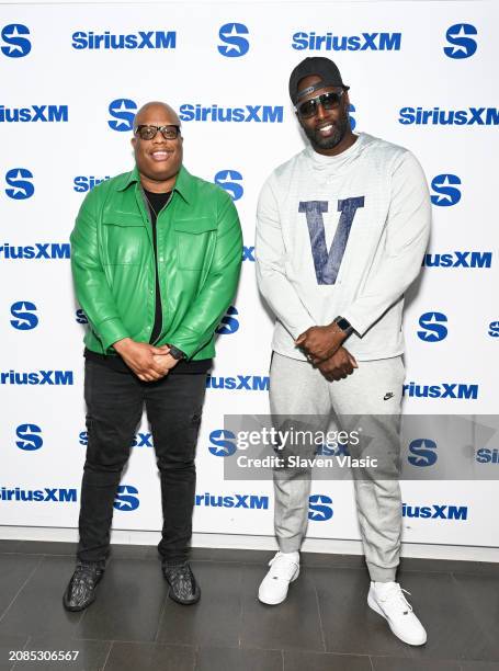 Sports journalist Brandon “Scoop B” Robinson and basketball coach and former professional player Tim Thomas visit SiriusXM Studios on March 14, 2024...