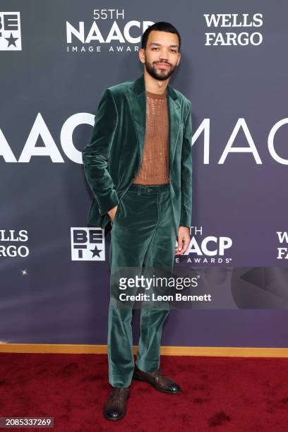 Justice Smith attends the NAACP Image Awards Dinner at Hollywood Palladium on March 14, 2024 in Los Angeles, California.