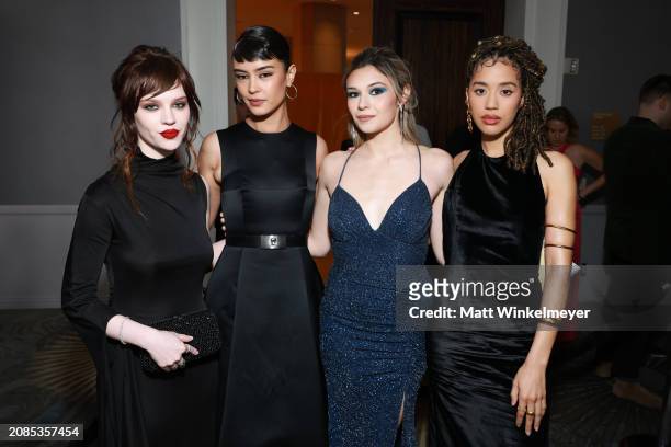 Sophie Thatcher, Courtney Eaton, Nicole Maines, and Jasmin Savoy Brown attend the 35th GLAAD Media Awards - Los Angeles at The Beverly Hilton on...