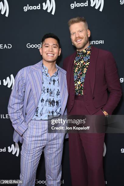 Mark Hoying and Scott Hoying attend the 35th annual GLAAD Media Awards at The Beverly Hilton on March 14, 2024 in Beverly Hills, California.